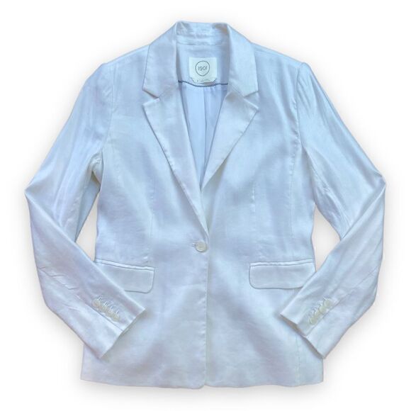1901 Ecru White Linen Single-Button Blazer | Size 8 - Picture 8 of 13